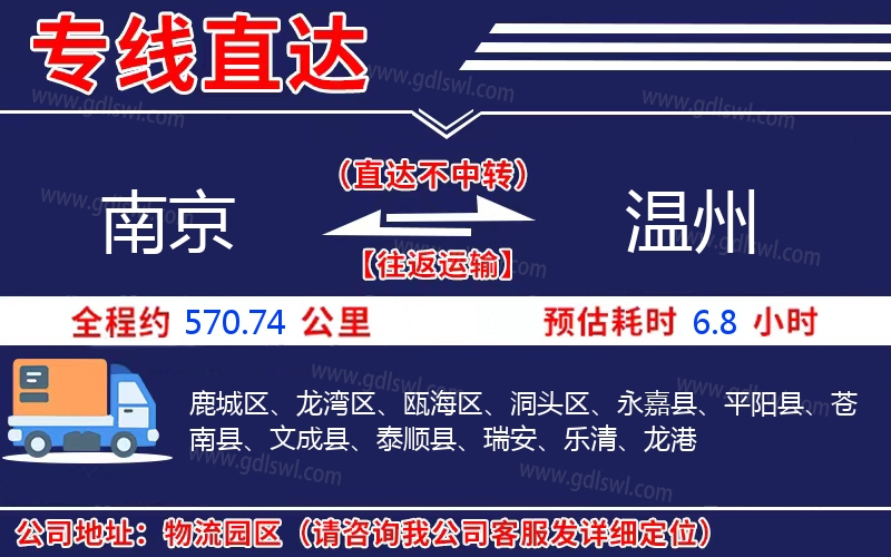 南京到溫州物流公司 南京到溫州物流公司