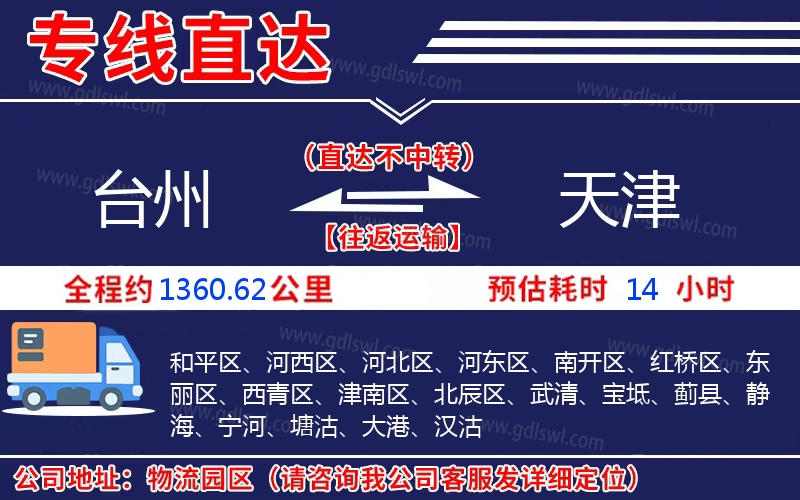 臺(tái)州到天津物流公司