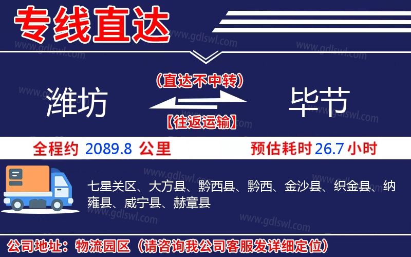 濰坊到畢節(jié)物流公司