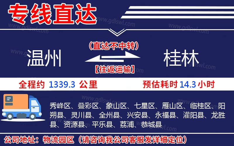 溫州到桂林物流公司