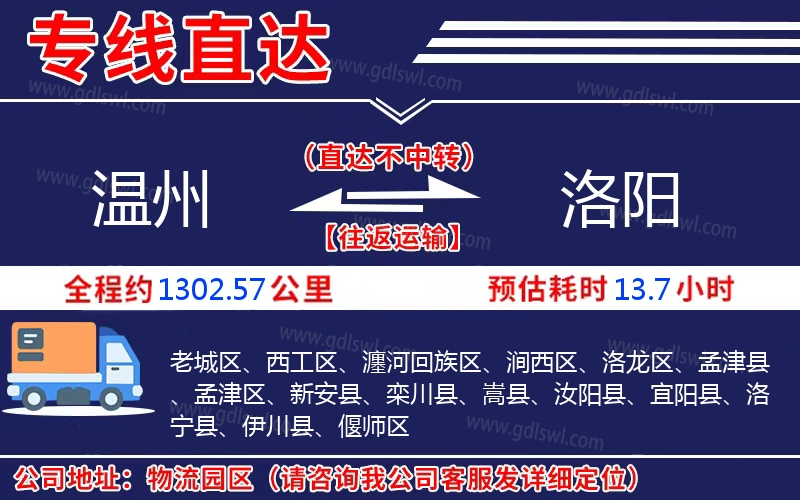 溫州到洛陽物流公司