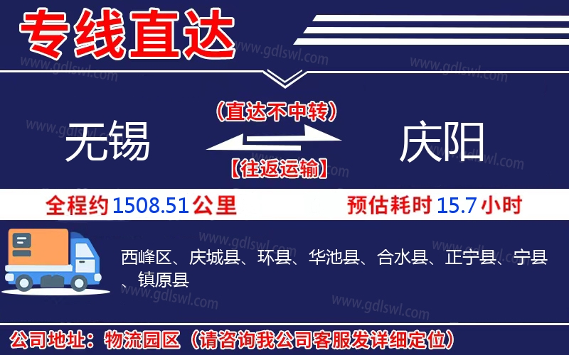 無錫到慶陽物流公司