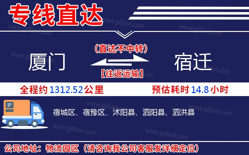 廈門(mén)到宿遷物流公司