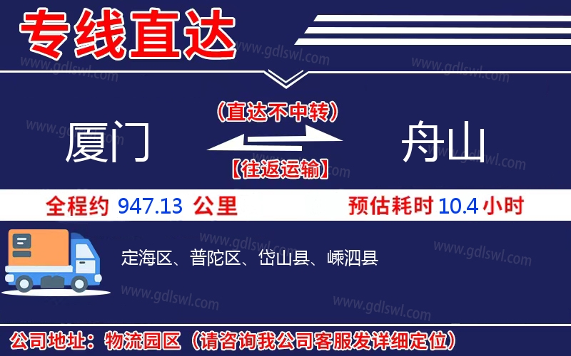 廈門到舟山物流公司 廈門到舟山物流公司